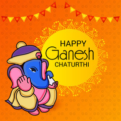 Obraz na płótnie Canvas Vector illustration for Traditional Indian Festival Celebrate Happy Ganesh Chaturthi. Abstract text Space Background.