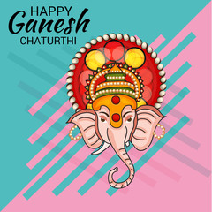 Vector illustration for Traditional Indian Festival Celebrate Happy Ganesh Chaturthi. Abstract text Space Background.