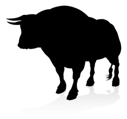 A high quality detailed bull male cow cattle animal silhouette