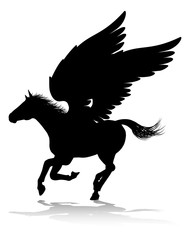 A Pegasus silhouette mythological winged horse graphic