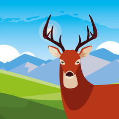 deer happy autumn season flat design