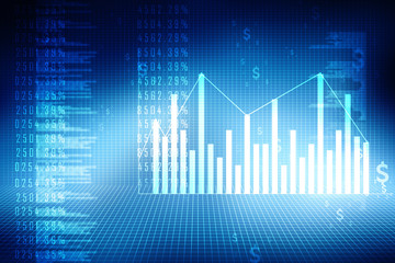 2d rendering Stock market online business concept. business Graph 