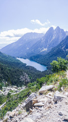 Mountains landscape with lake in summertime