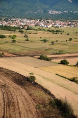 Obraz premium Macédoine du Nord : Vues aériennes de la campagne entre Ohrid et Struga depuis une montgolfière