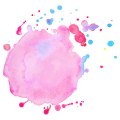 Abstract isolated colorful vector watercolor stain. Grunge element for paper design
