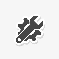 Wrench and Gear isolated sticker icon on white background