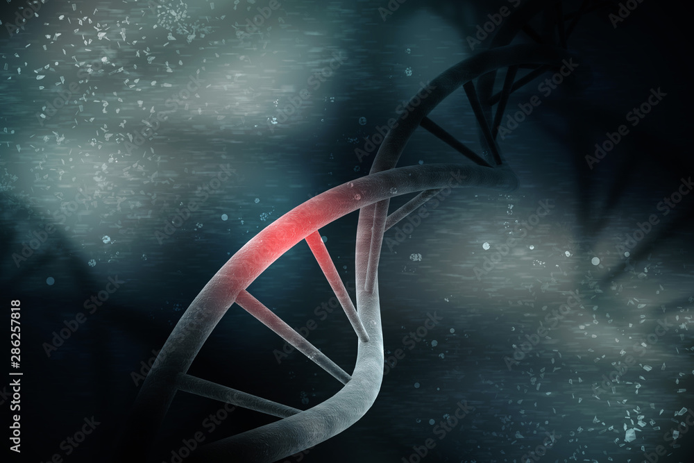 Poster 3d render of dna structure, abstract background