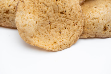 Traditional Thai snack, Rice cracker mix fish meat on white background