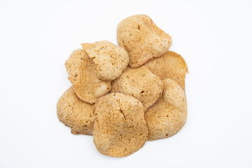 Traditional Thai snack, Rice cracker mix fish meat on white background