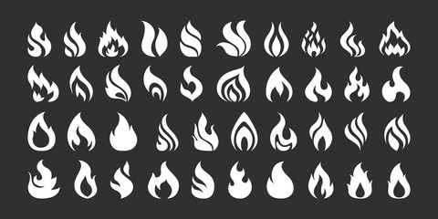 Set of fire flame silhouette. Collection of hot flaming element © inspiring.team