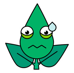 Green twig nervous emoticon thin line icon