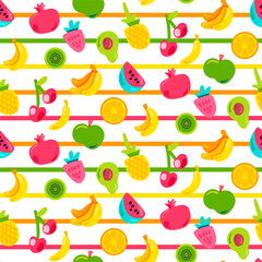 Exotic summer fruits vector seamless pattern