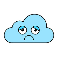 Depressed cloud sticker outline illustration