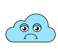 Unhappy cloud emoji outline illustration