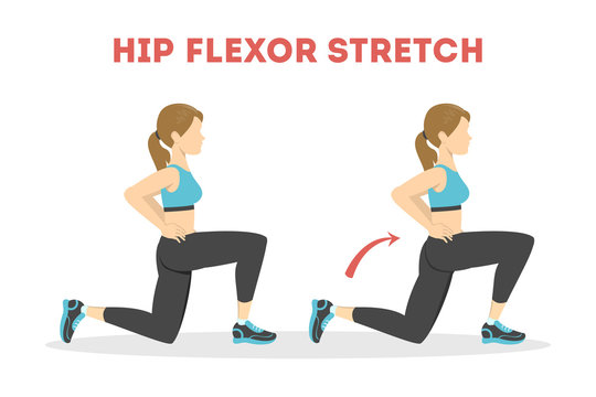 Woman Doing Hip Flexor Stretch Exercise. Idea Of Healthy