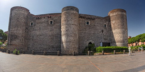 Panoramic view of the Ursino castle in Catania in Sicily, Italy.