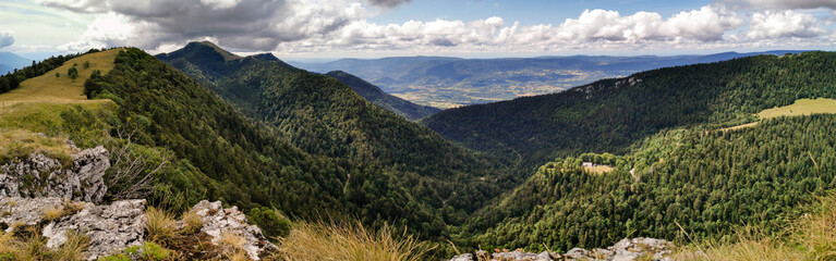Les pâturages du plateau de Sur Lyand, Valromey-Retord, Arvière-en-Valromey, Grand Colombier, massif forestier, Ain, France
