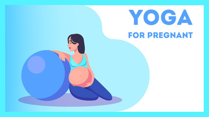 Yoga for pregnant woman web banner concept. Fitness