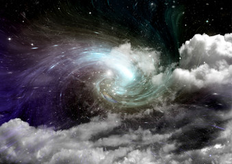 galaxy in a free space. 3D rendering