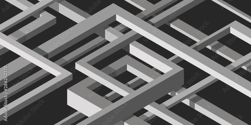Poster 3d twisted composition of abstract plexus forms. labyrinth shapes. vector unreal construction backgr