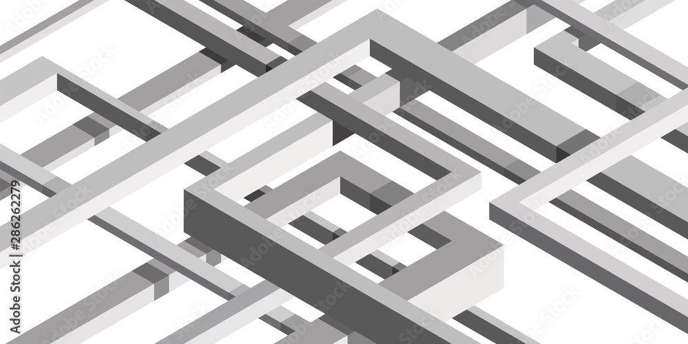 Poster 3d twisted composition of abstract plexus forms. labyrinth shapes. vector unreal construction backgr