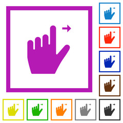 Left handed move right gesture flat framed icons