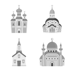 Isolated object of architecture and faith icon. Collection of architecture and traditional stock symbol for web.