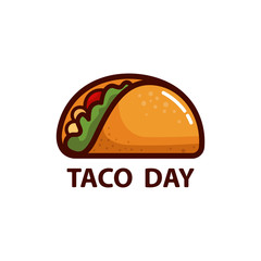 Taco icon or logo concept. Vector white background. Logo Vector Illustration