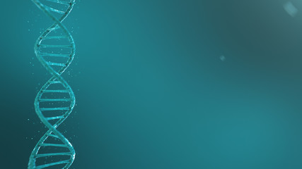 Double helical structure of DNA, DNA molecule, RNA. The concept of biochemistry, biotechnology. Genome change, 3D illustration