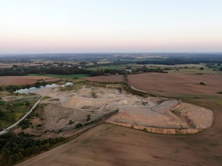 aerial view of a quarry - stones and sands for construction, open pit mine, extractive industry