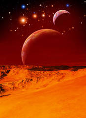 alien planet with two moons