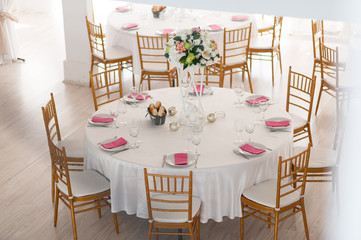 wedding table in restaurant. luxury wedding place