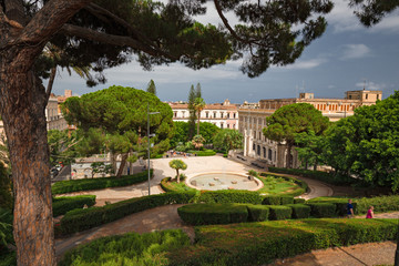 Fototapeta na wymiar Panoramic view of the Bellini gardens in Catania in Sicily, Italy.