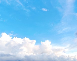 Beautiful bright cloudy sky view with sun rays hitting like heaven