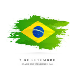 Creative Brazil National flag color brush stroke background for 7 De Setembro, Brazil Independence Day celebration concept.