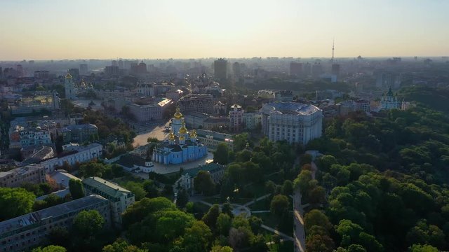 Aerial view of Mikhailovsky cathedral monastery Kyiv, Ukraine