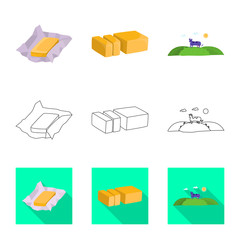 Vector illustration of creamy and product symbol. Set of creamy and farm vector icon for stock.