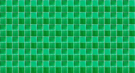 Green glossy square ceramic tile texture background.