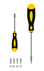 screwdriver with bits, isometric design