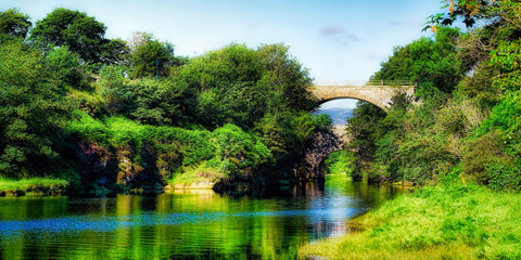 Fototapeta na wymiar Summer reflections, River Brora