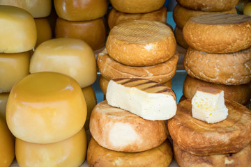 Traditional romanian  smoked sheep cheeses cas and cascaval