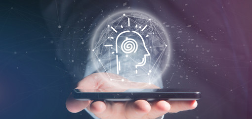 Conscious head icon on a color background