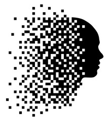 Silhouette of human head, pixel art