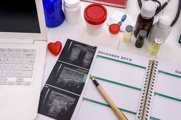 Medical concept on table with pills and stethoscope