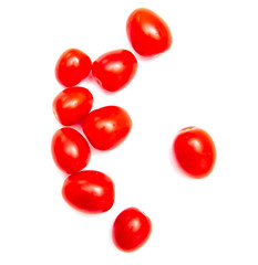 Red cherry tomatoes on a white background