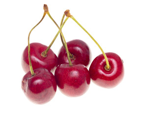 Ripe cherry berries on a white background