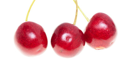 Ripe cherry berries on a white background