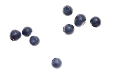 Ripe blueberries on a white background