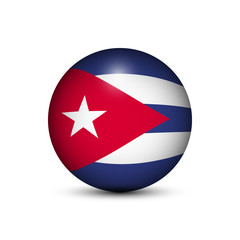 Flag of Cuba in the form of a ball isolated on white background.