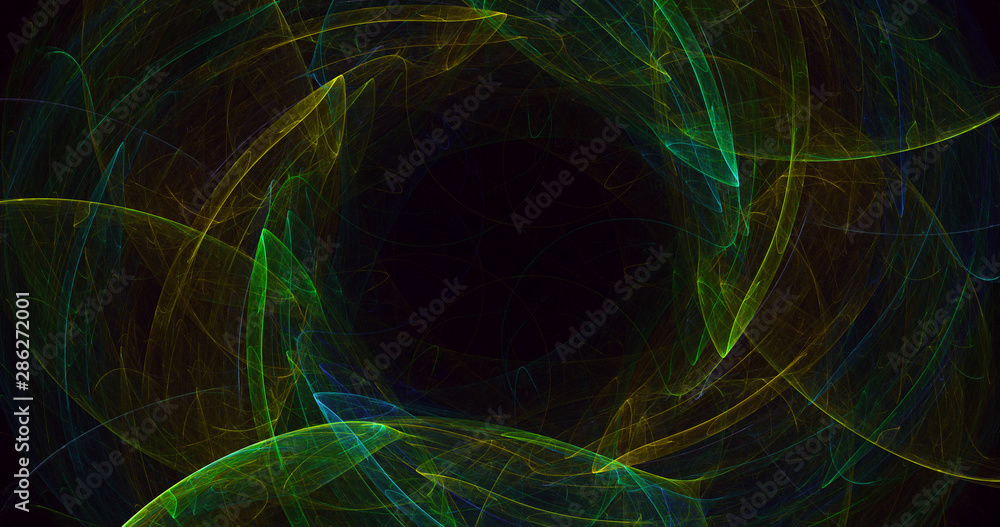 Poster 3d rendering multicolored abstract fractal on black background